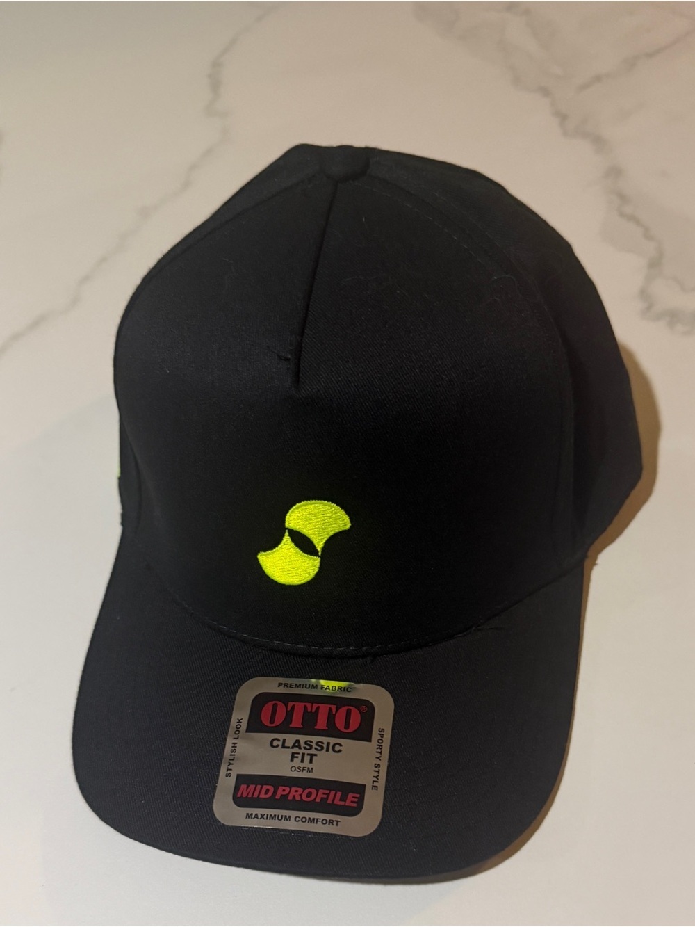 OTTO Black Cap with Neon Yellow Logo - Mid Profile